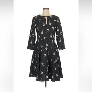 Armani Jeans black and floral print fit and flare skater dress, size 8